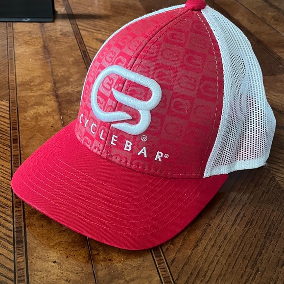 NWOT CycleBar Red and White Mesh baseball hat with Velcro back. - Picture 1 of 5